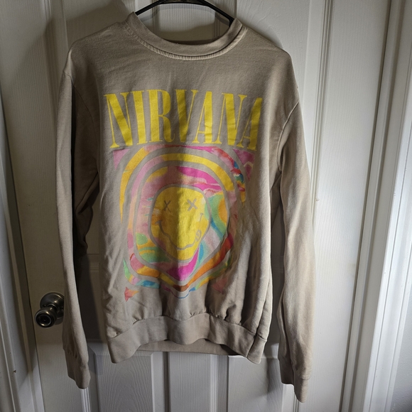 NIRVANA Sweaters - NIRVANA Beige Smiley Face Top